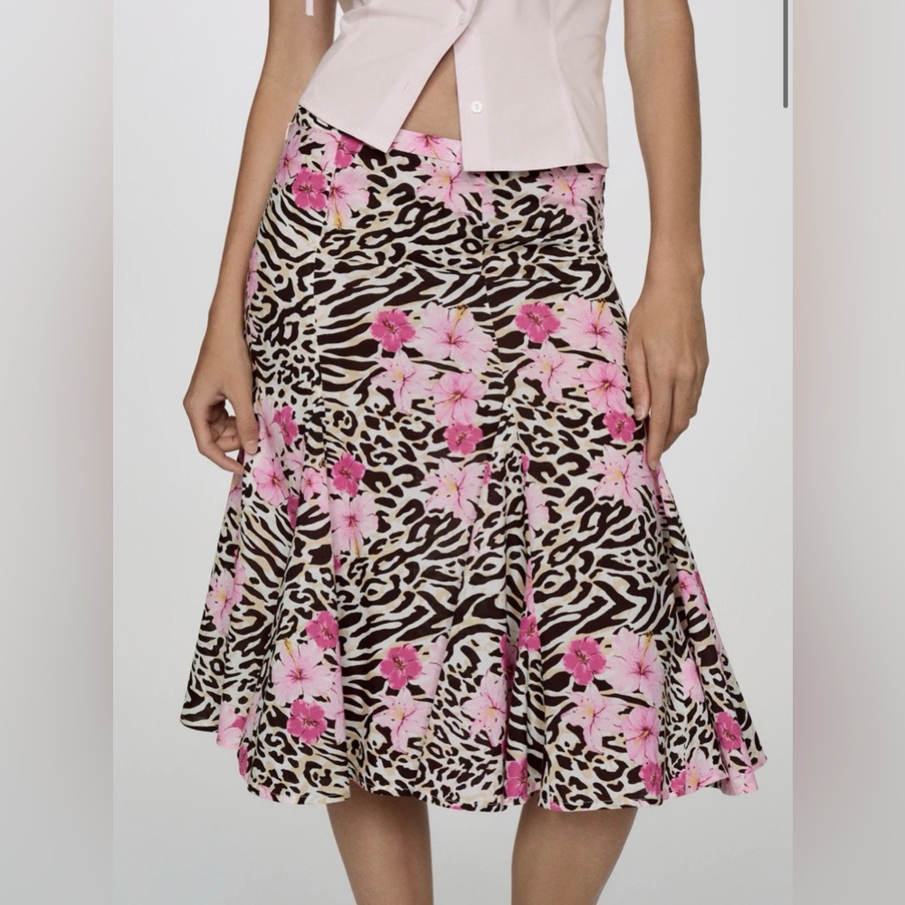 Mango LEOPARD MIDI SKIRT